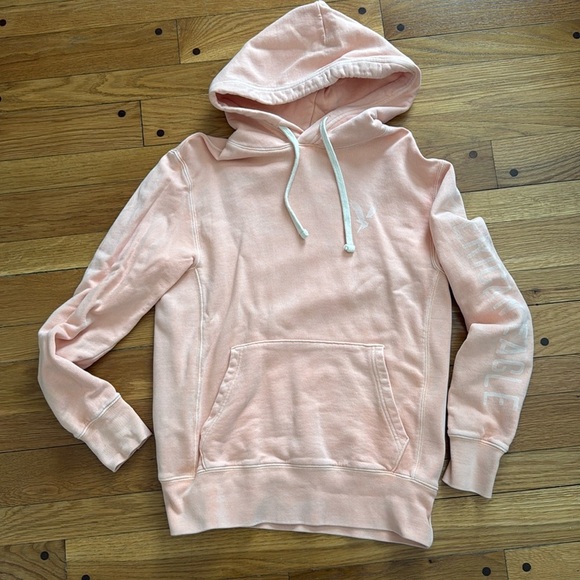 American Eagle Reverse Weave Cotton Hoodie Sweatshirt Arm Logo Peach Men XS - Picture 1 of 6